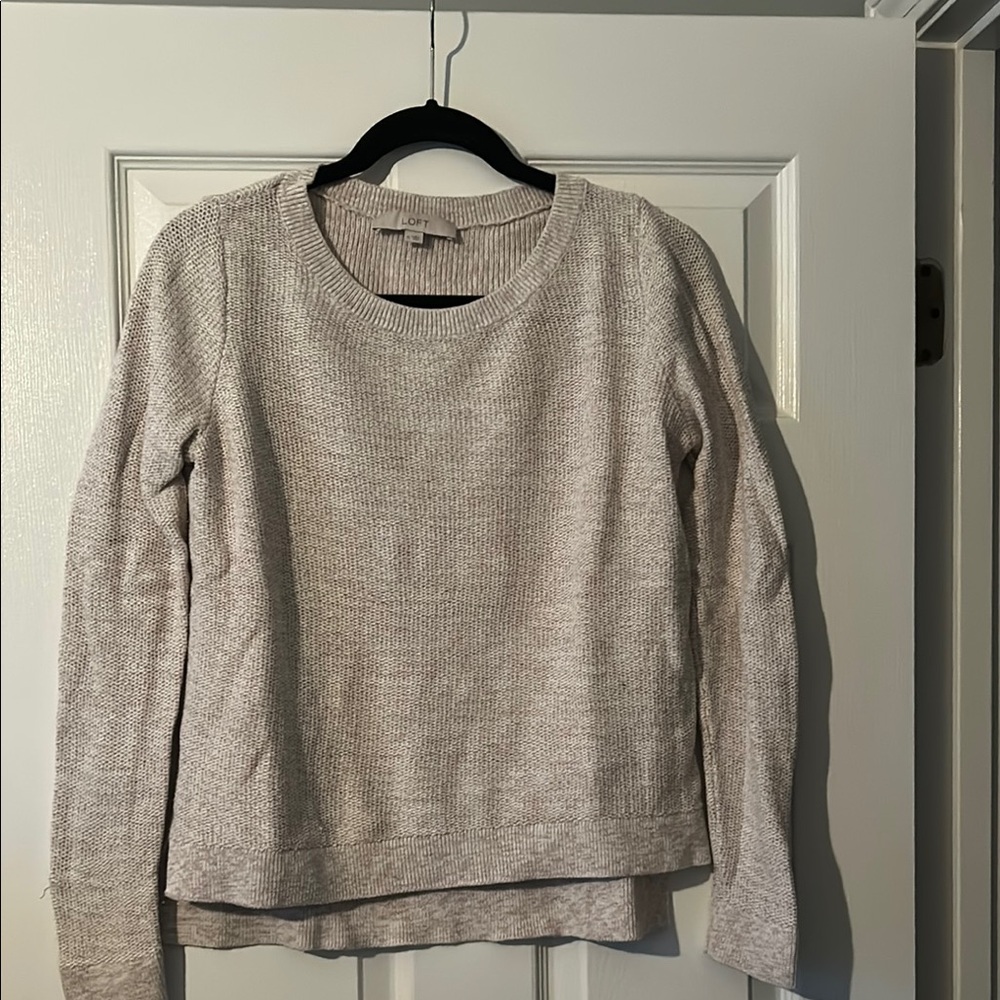 LOFT Cream Crewneck Sweater Soft Knit
